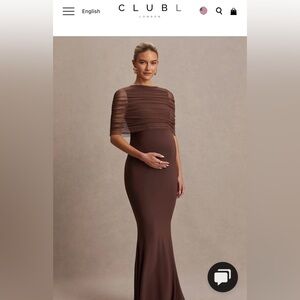 CLUBL London Brown Maternity Maxi Dress